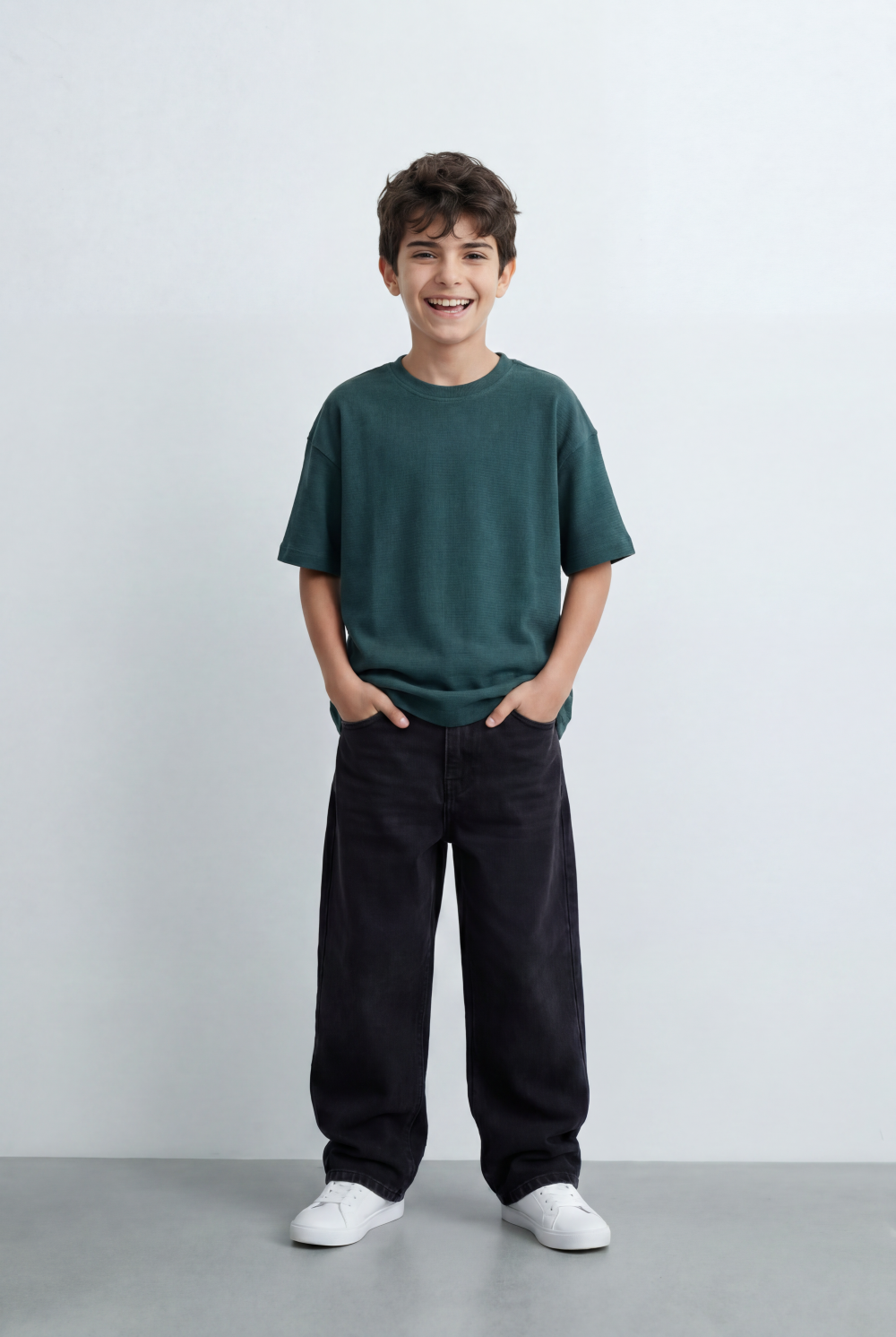Boy’s Tomato Store Textured Oversized Basic T-Shirt Ribbed Knit Surface