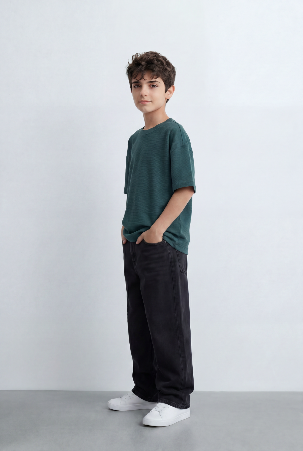 Boy’s Tomato Store Textured Oversized Basic T-Shirt Ribbed Knit Surface