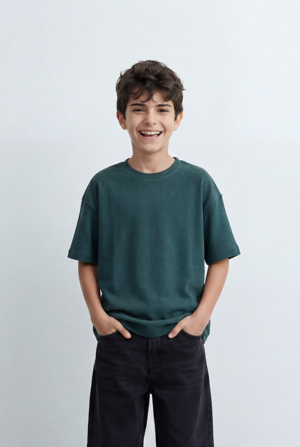 Boy’s Tomato Store Textured Oversized Basic T-Shirt Ribbed Knit Surface