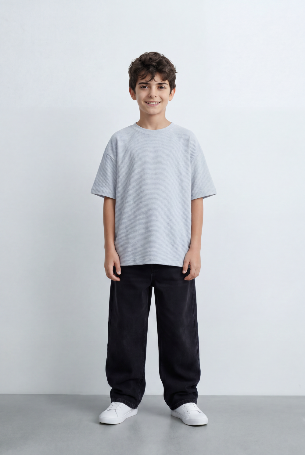 Boy’s Tomato Store Textured Oversized Basic T-Shirt Ribbed Knit Surface