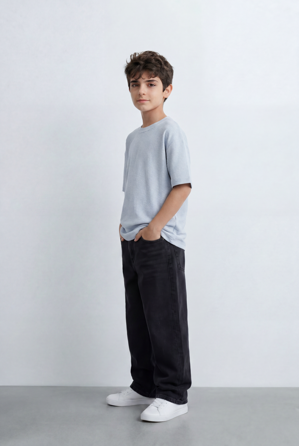 Boy’s Tomato Store Textured Oversized Basic T-Shirt Ribbed Knit Surface