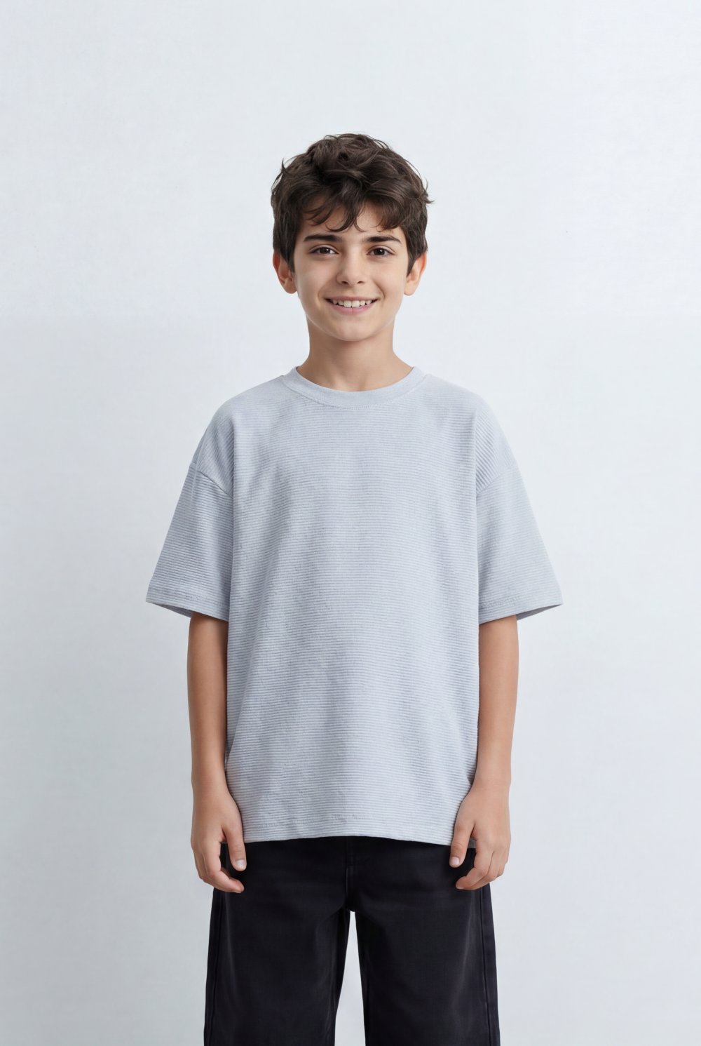 Boy’s Tomato Store Textured Oversized Basic T-Shirt Ribbed Knit Surface