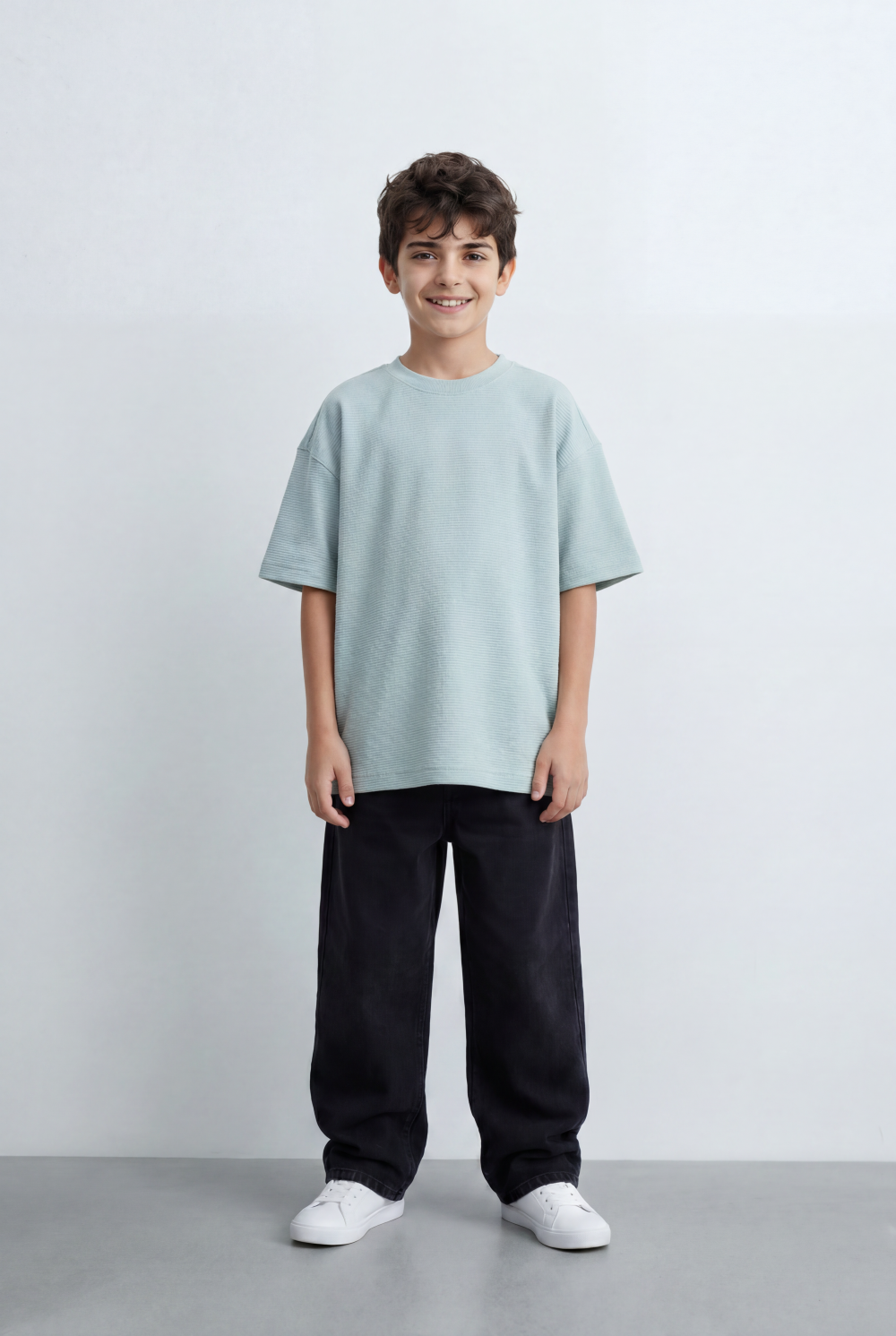 Boy’s Tomato Store Textured Oversized Basic T-Shirt Ribbed Knit Surface