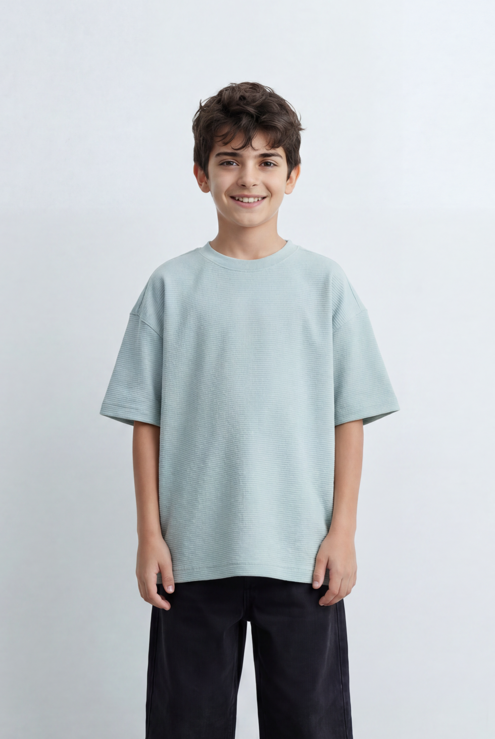 Boy’s Tomato Store Textured Oversized Basic T-Shirt Ribbed Knit Surface