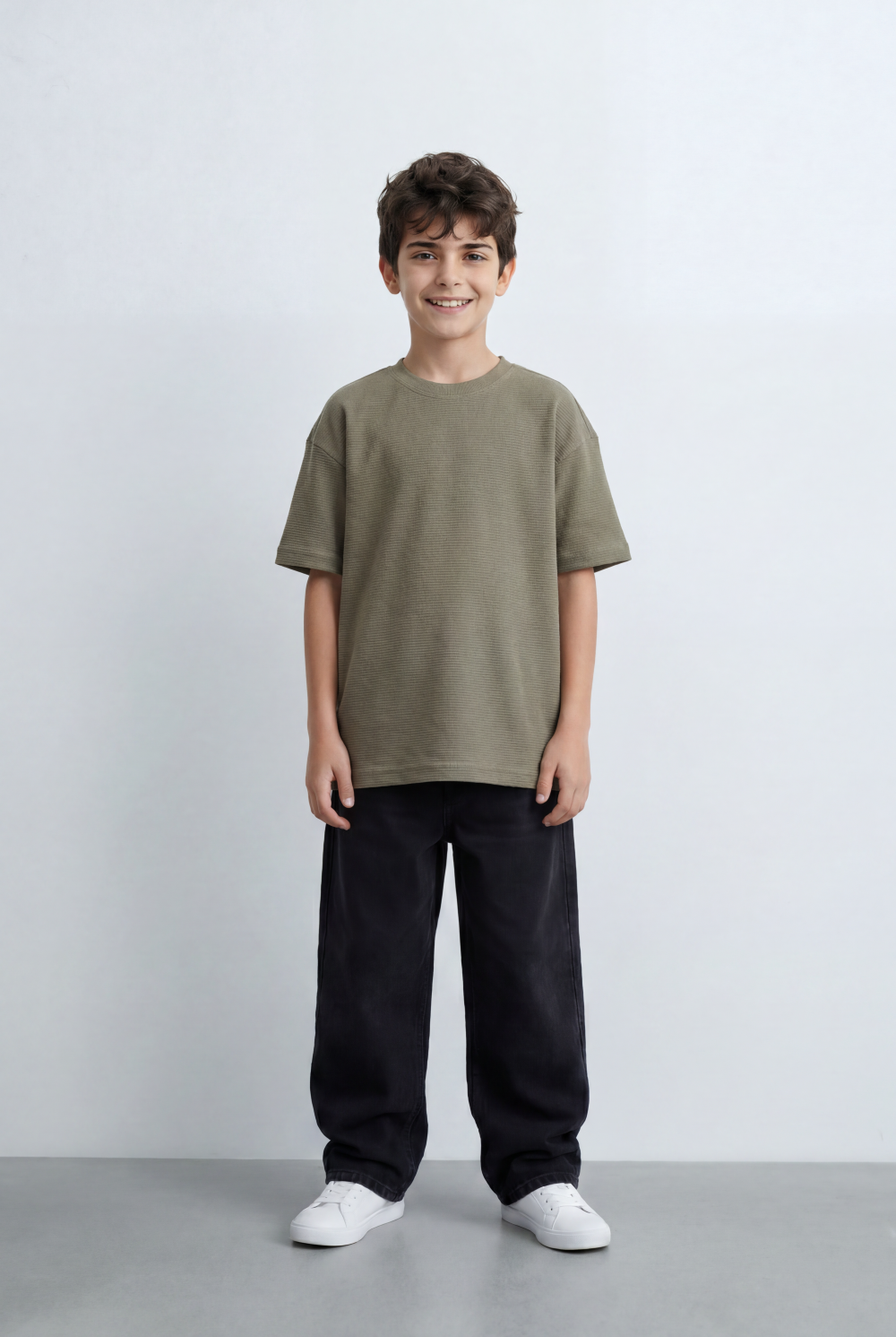 Boy’s Tomato Store Textured Oversized Basic T-Shirt Ribbed Knit Surface