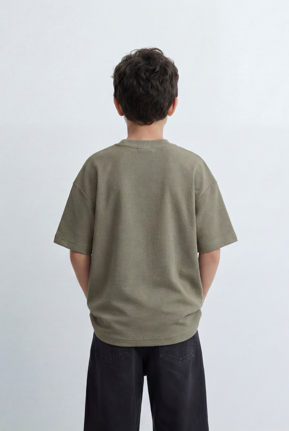 Boy’s Tomato Store Textured Oversized Basic T-Shirt Ribbed Knit Surface