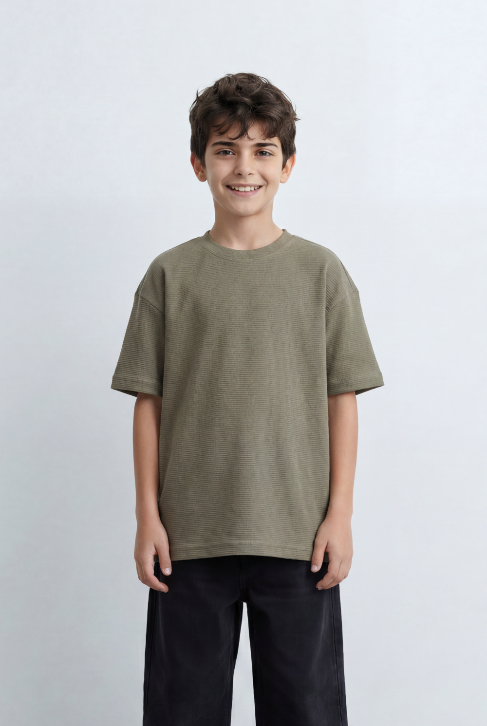 Boy’s Tomato Store Textured Oversized Basic T-Shirt Ribbed Knit Surface