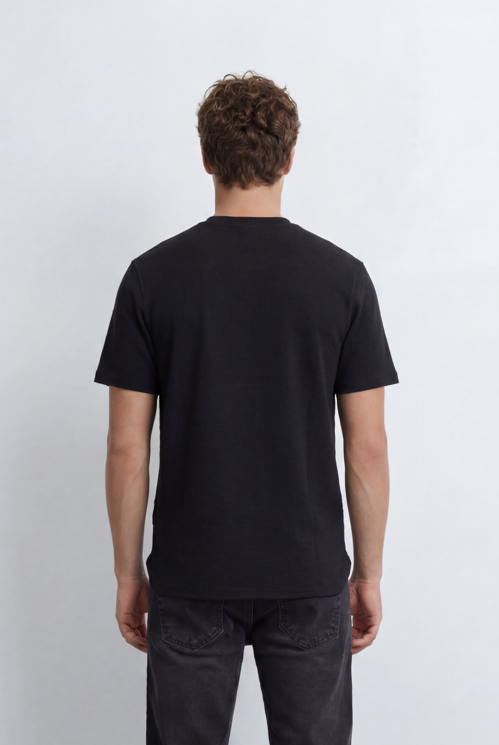 Men’s Tomato Store Textured T-Shirt Relaxed Fit Subtle Ribbed Surface Clean Minimal Design
