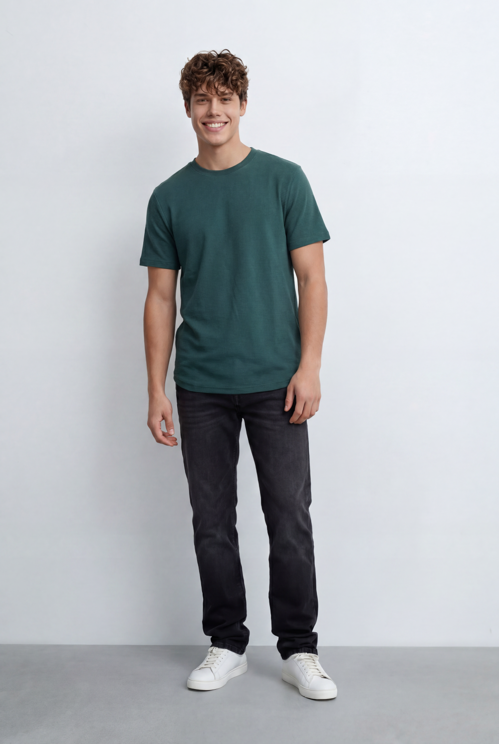 Men’s Tomato Store Textured T-Shirt Relaxed Fit Subtle Ribbed Surface Clean Minimal Design