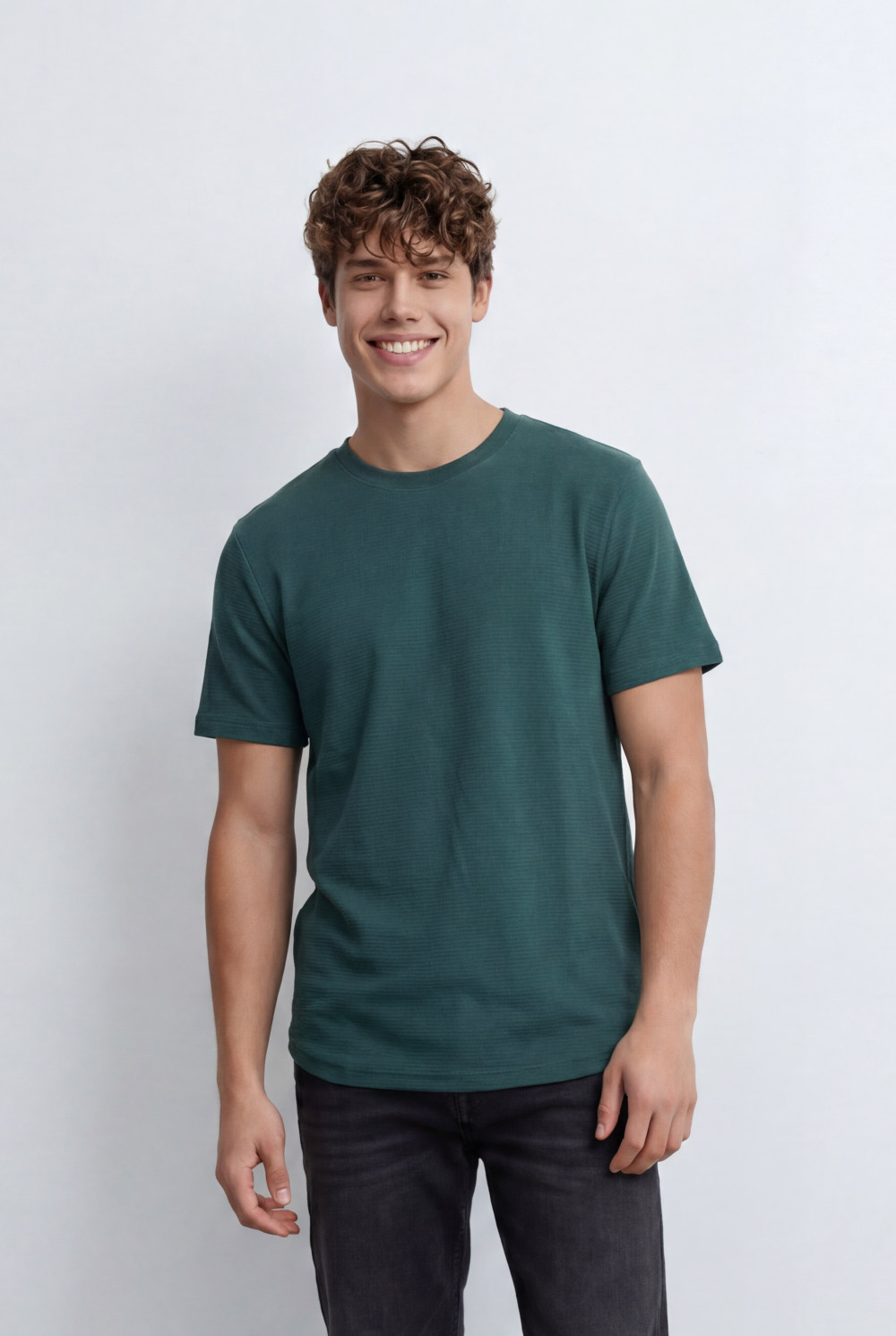Men’s Tomato Store Textured T-Shirt Relaxed Fit Subtle Ribbed Surface Clean Minimal Design