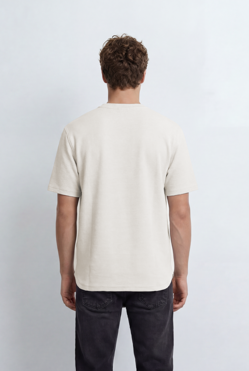 Men’s Tomato Store Textured T-Shirt Relaxed Fit Subtle Ribbed Surface Clean Minimal Design
