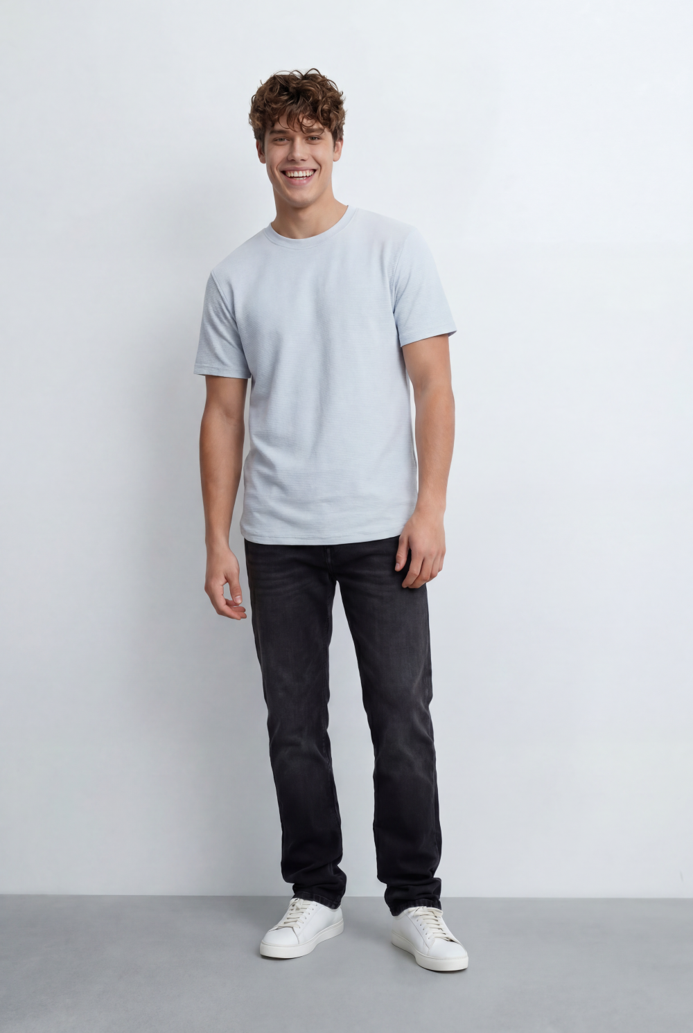 Men’s Tomato Store Textured T-Shirt Relaxed Fit Subtle Ribbed Surface Clean Minimal Design