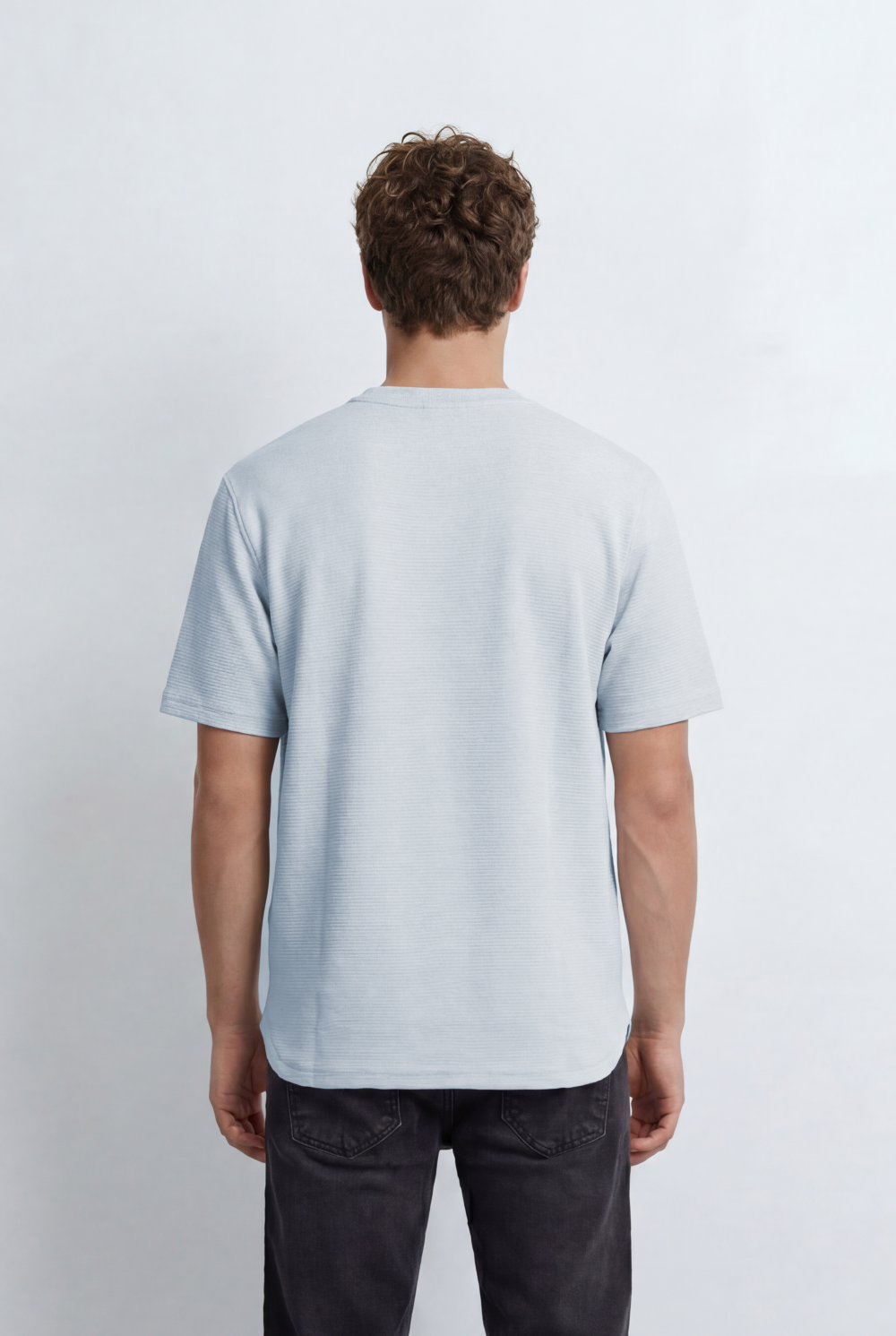 Men’s Tomato Store Textured T-Shirt Relaxed Fit Subtle Ribbed Surface Clean Minimal Design