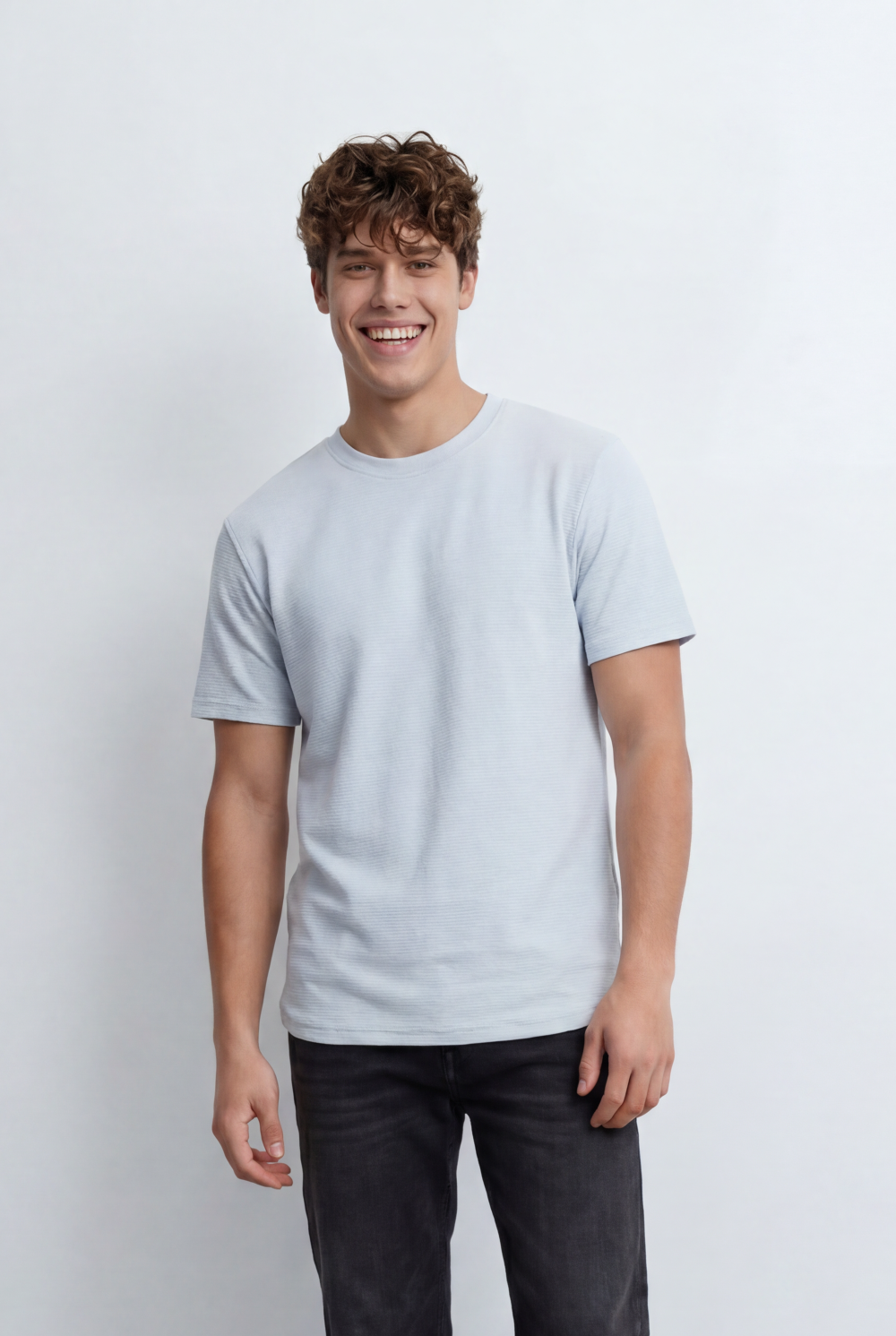 Men’s Tomato Store Textured T-Shirt Relaxed Fit Subtle Ribbed Surface Clean Minimal Design