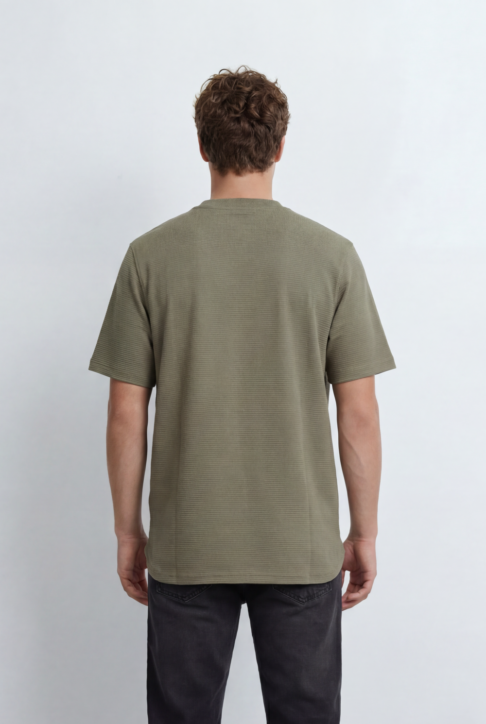 Men’s Tomato Store Textured T-Shirt Relaxed Fit Subtle Ribbed Surface Clean Minimal Design