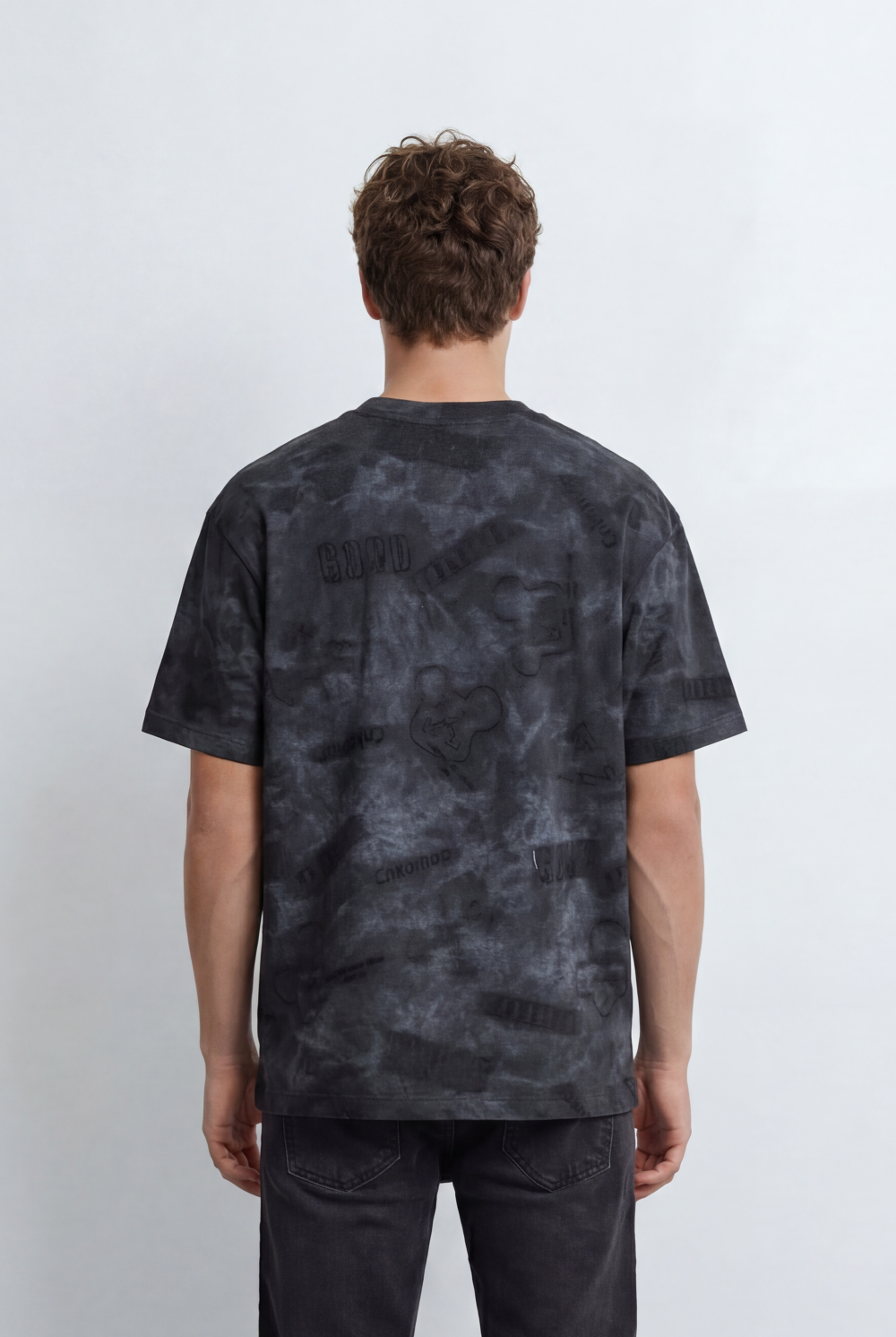 Men’s Tomato Store Graphic T-Shirt Tonal All Over Print Cloud Wash Finish