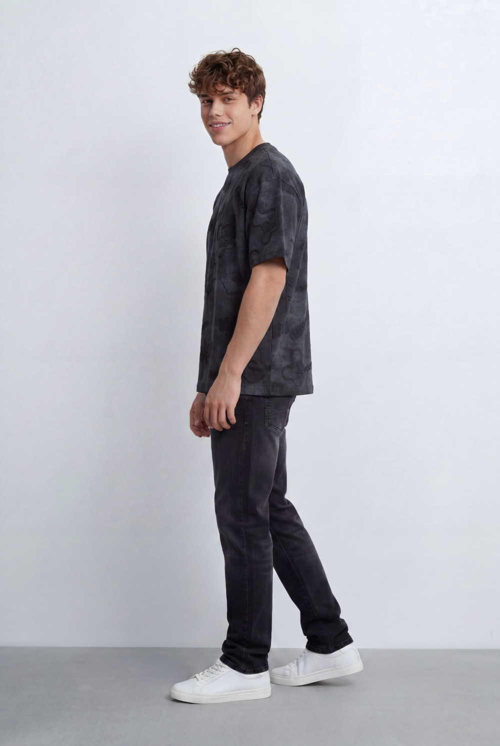 Men’s Tomato Store Graphic T-Shirt Tonal All Over Print Cloud Wash Finish