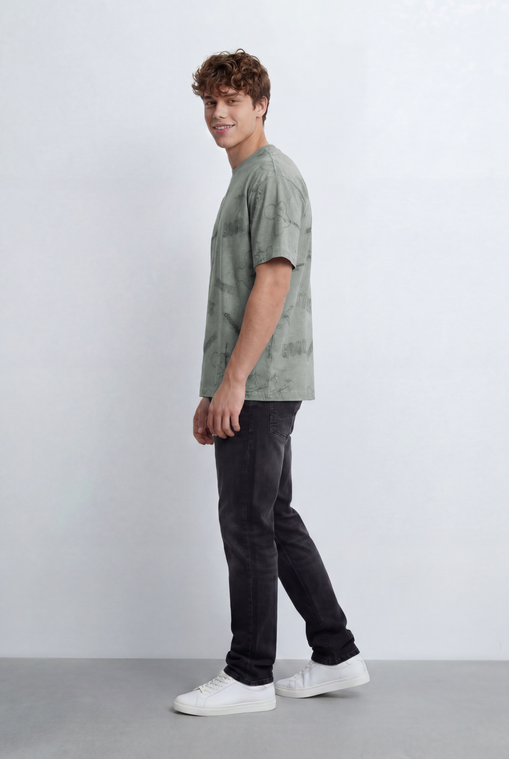 Men’s Tomato Store Graphic T-Shirt Tonal All Over Print Cloud Wash Finish