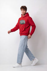 Men's Tomato Store Sweatshirt Hooded Design Fearless Chenille Front Graphic Neck Slogan Detail Box Fit