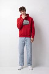Men's Tomato Store Sweatshirt Hooded Design Fearless Chenille Front Graphic Neck Slogan Detail Box Fit