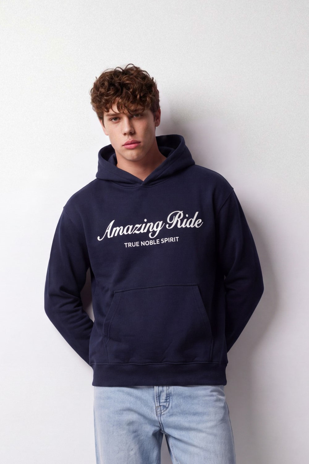 Men's Tomato Store Sweatshirt Hooded Design Amazing Ride Script Chest Box Fit Melton