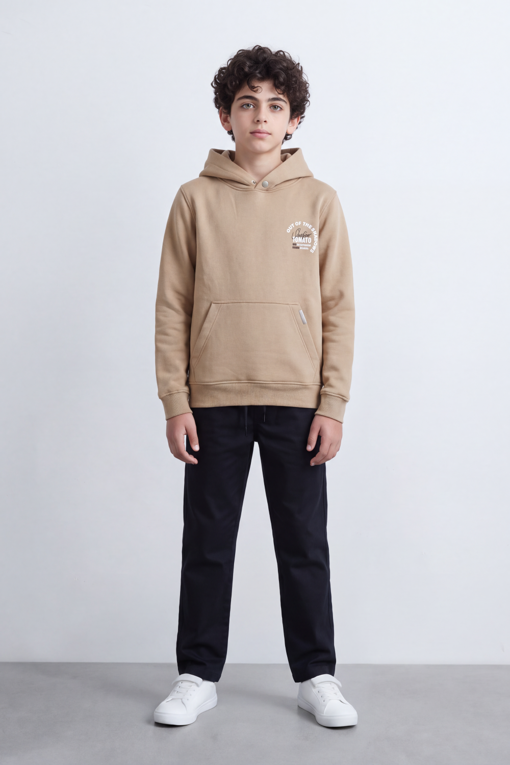 Boy's Tomato Store Sweatshirt Hooded Design Out Of The Shadows Back Graphic Melton Slim Fit