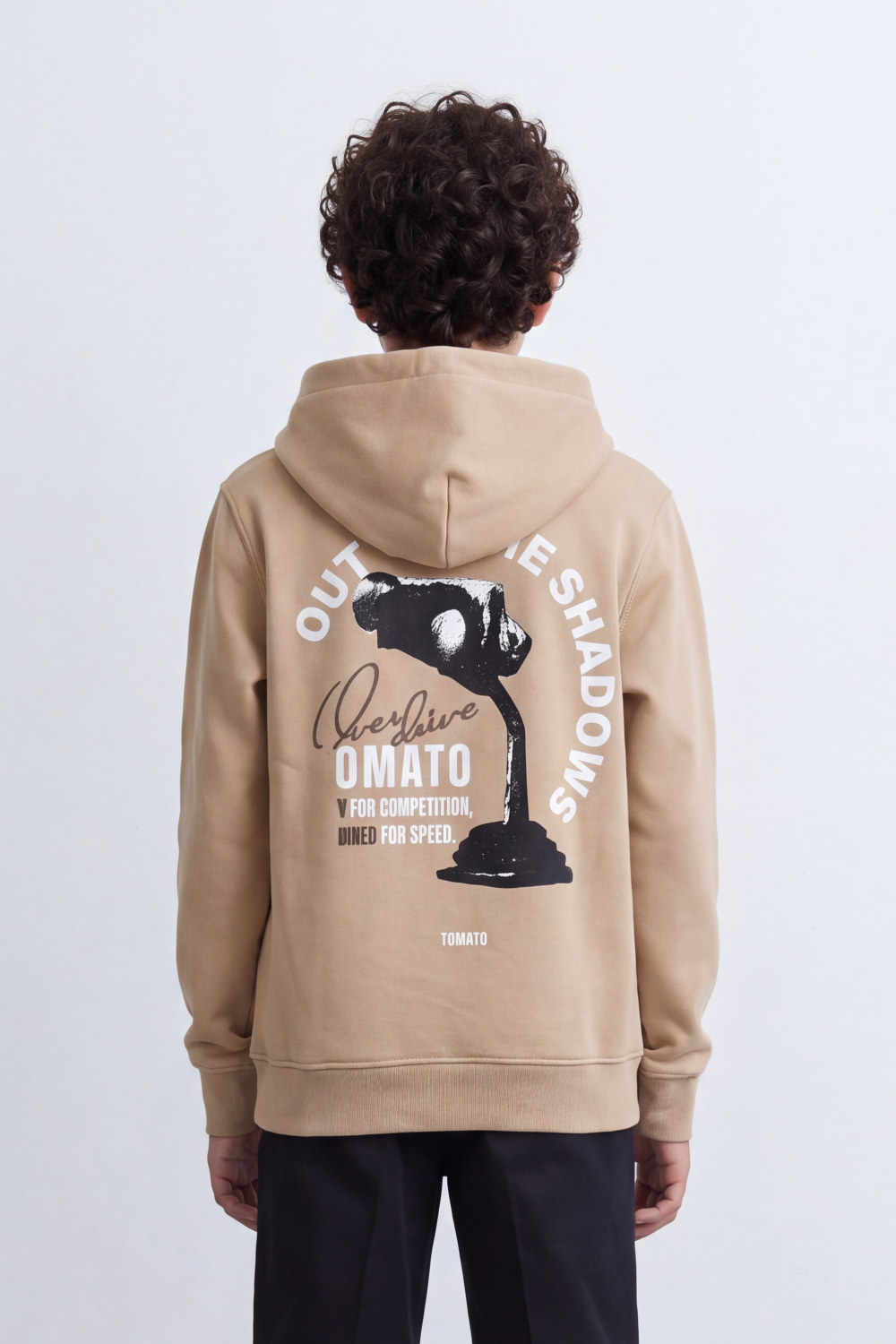 Boy's Tomato Store Sweatshirt Hooded Design Out Of The Shadows Back Graphic Melton Slim Fit