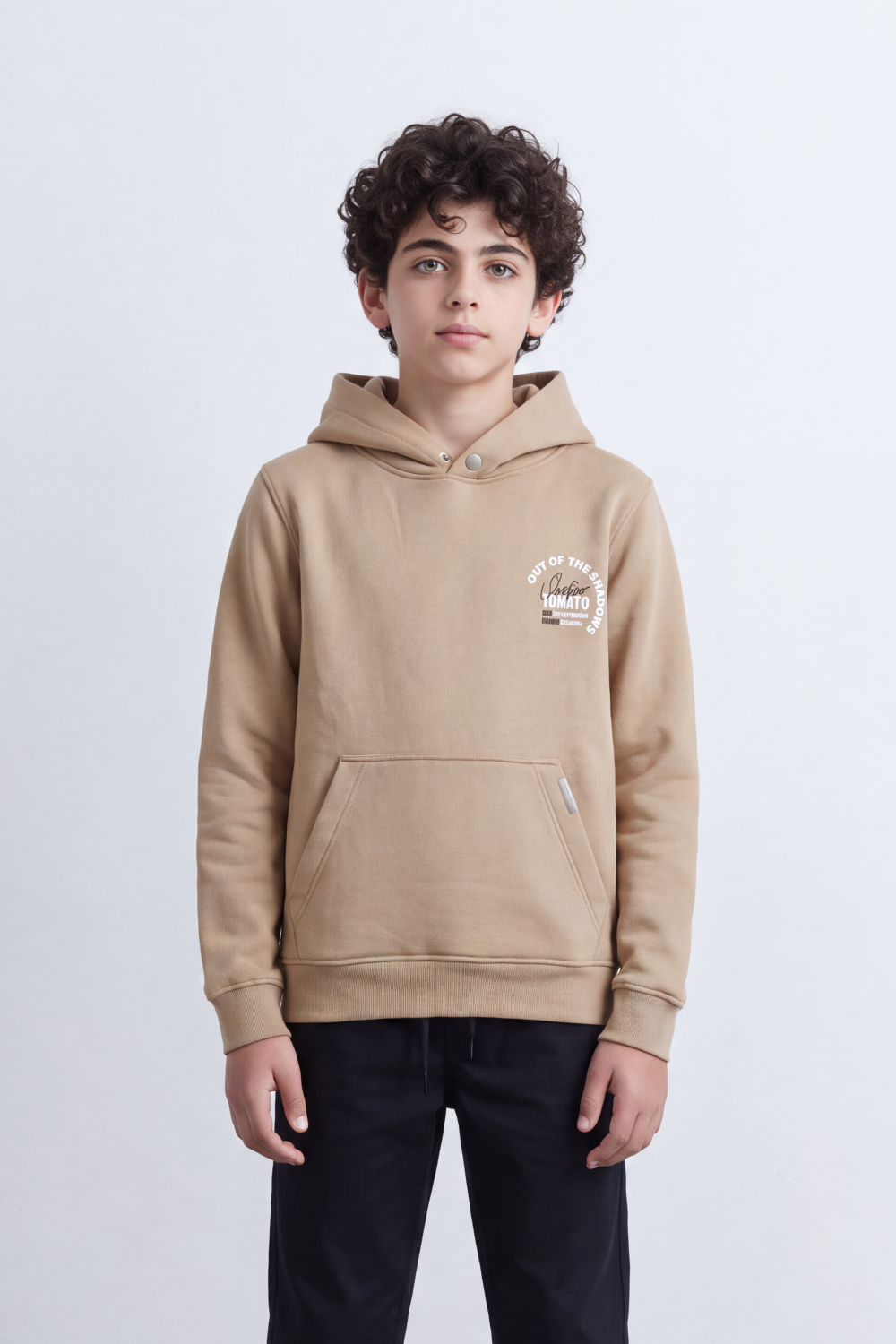 Boy's Tomato Store Sweatshirt Hooded Design Out Of The Shadows Back Graphic Melton Slim Fit