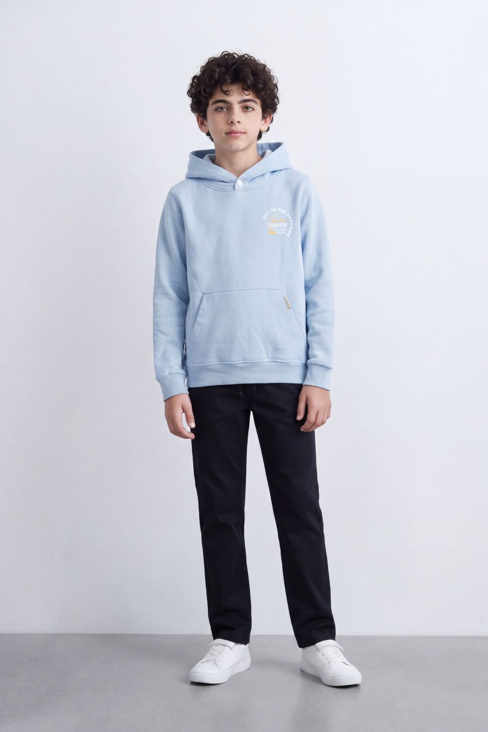 Boy's Tomato Store Sweatshirt Hooded Design Out Of The Shadows Back Graphic Melton Slim Fit