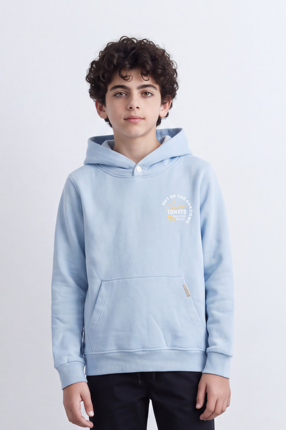 Boy's Tomato Store Sweatshirt Hooded Design Out Of The Shadows Back Graphic Melton Slim Fit