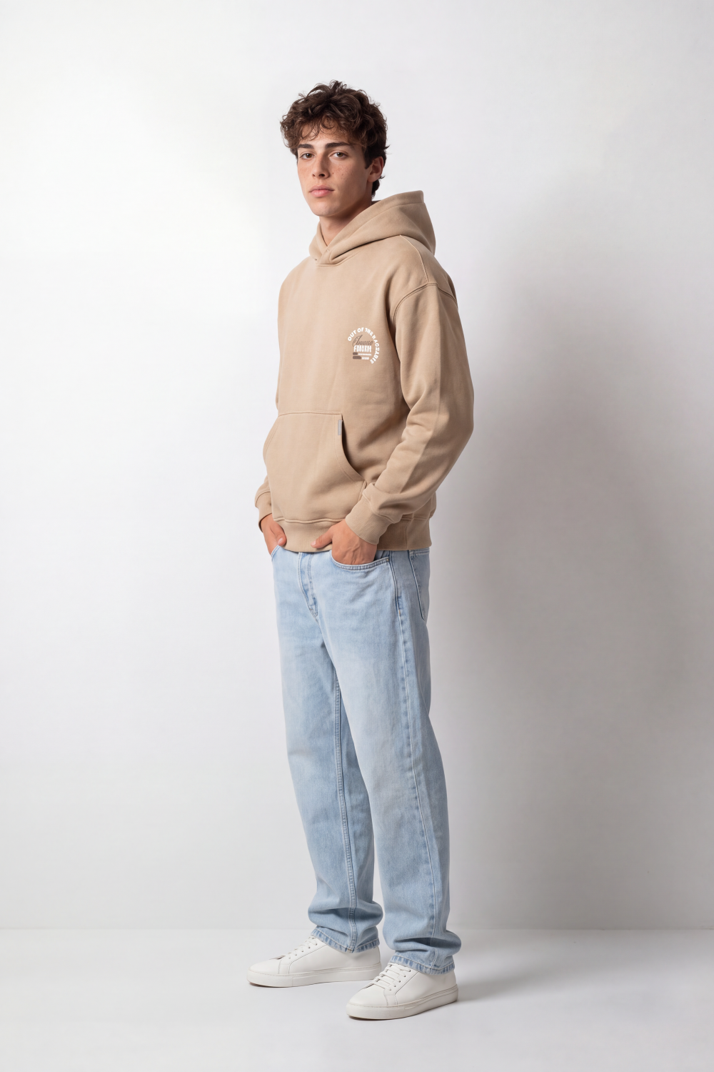 Men's Tomato StoreMelton Box Fit Sweatshirt Hooded Design Out Of The Shadows Back Graphic