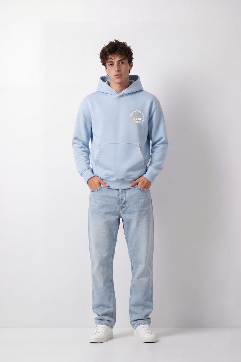 Men's Tomato StoreMelton Box Fit Sweatshirt Hooded Design Out Of The Shadows Back Graphic