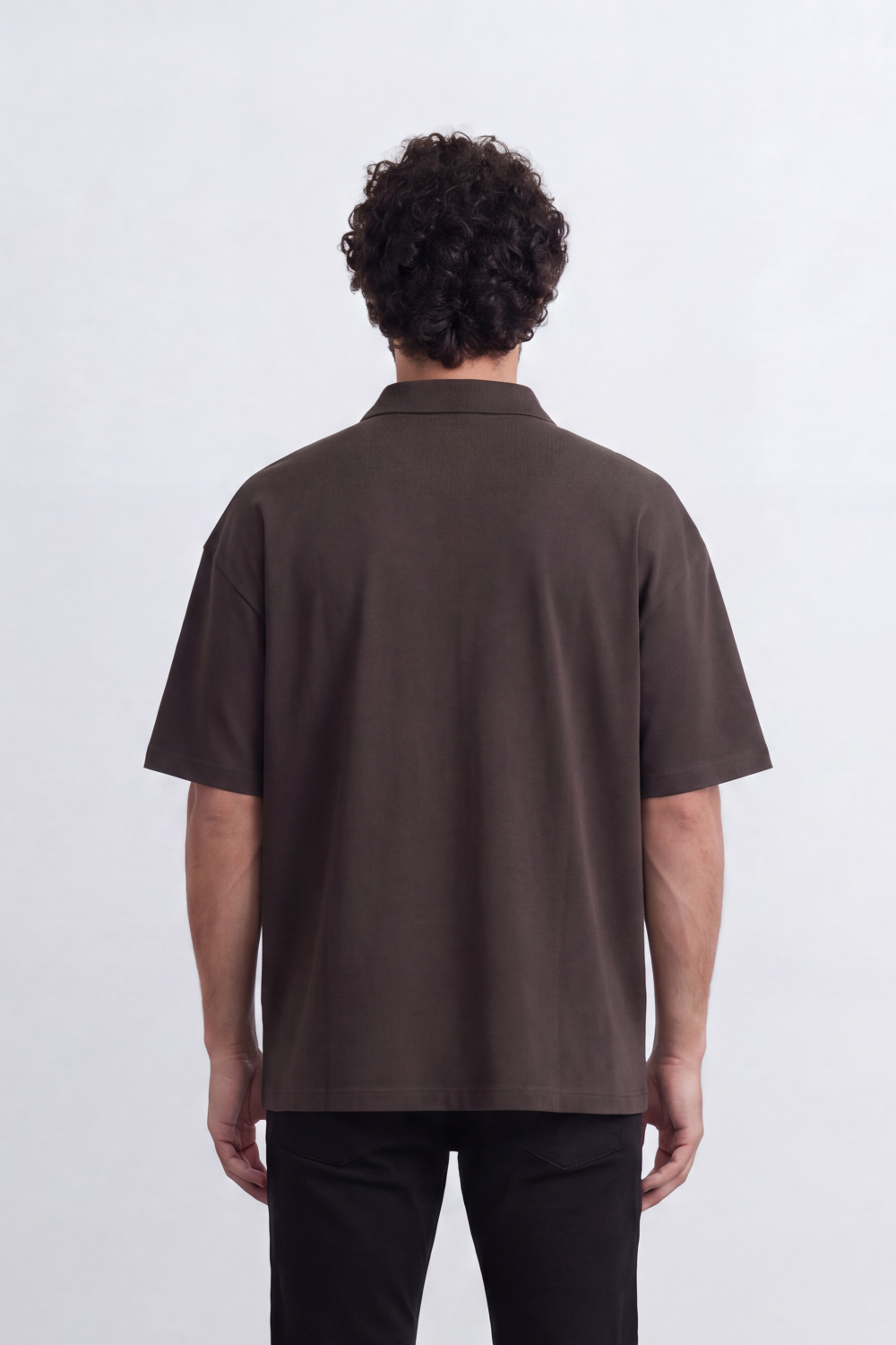 Men's Tomato Store Textured Knit Polo T-Shirt Vertical Pintuck Panel Detail Oversize