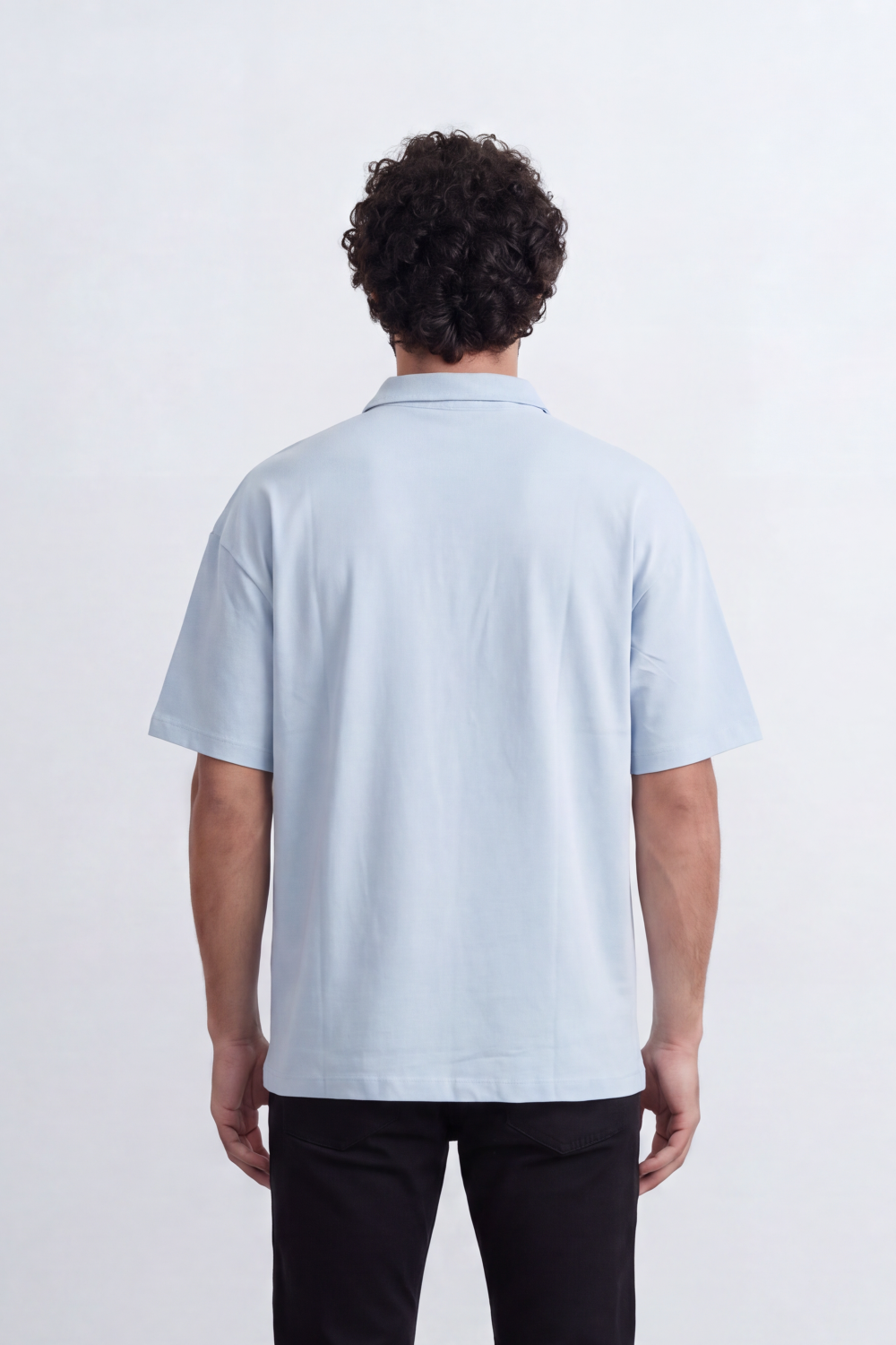 Men's Tomato Store Textured Knit Polo T-Shirt Vertical Pintuck Panel Detail Oversize