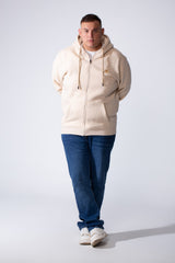 Men's Full-Zip Long Sleeve Side Pockets Basic Hooded Big Size Sweatshirt