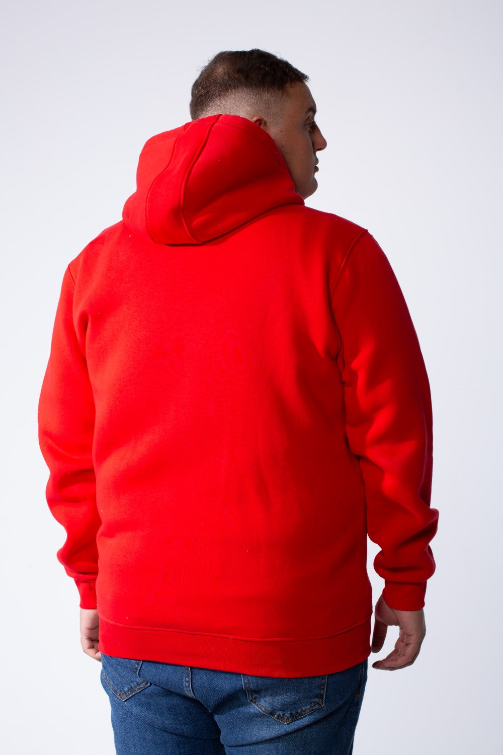 Men's Full-Zip Long Sleeve Side Pockets Basic Hooded Big Size Sweatshirt