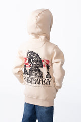 Boy's Zip-Up Unique Black Drawstrings Bold Back Graphic Print Sweatshirt