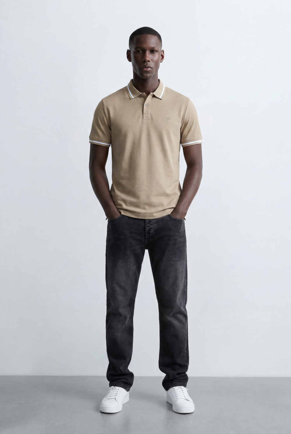 Men’s Tomato Store Tipped Polo Slim Fit T-Shirt Contrast Stripe Collar And Cuff Detail