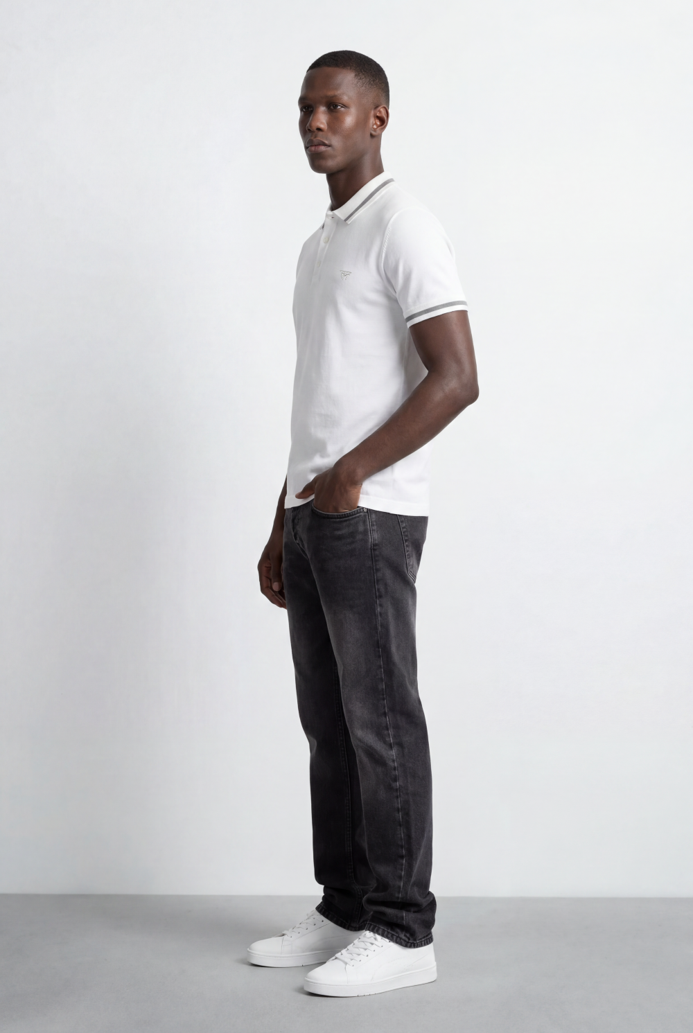 Men’s Tomato Store Tipped Polo Slim Fit T-Shirt Contrast Stripe Collar And Cuff Detail