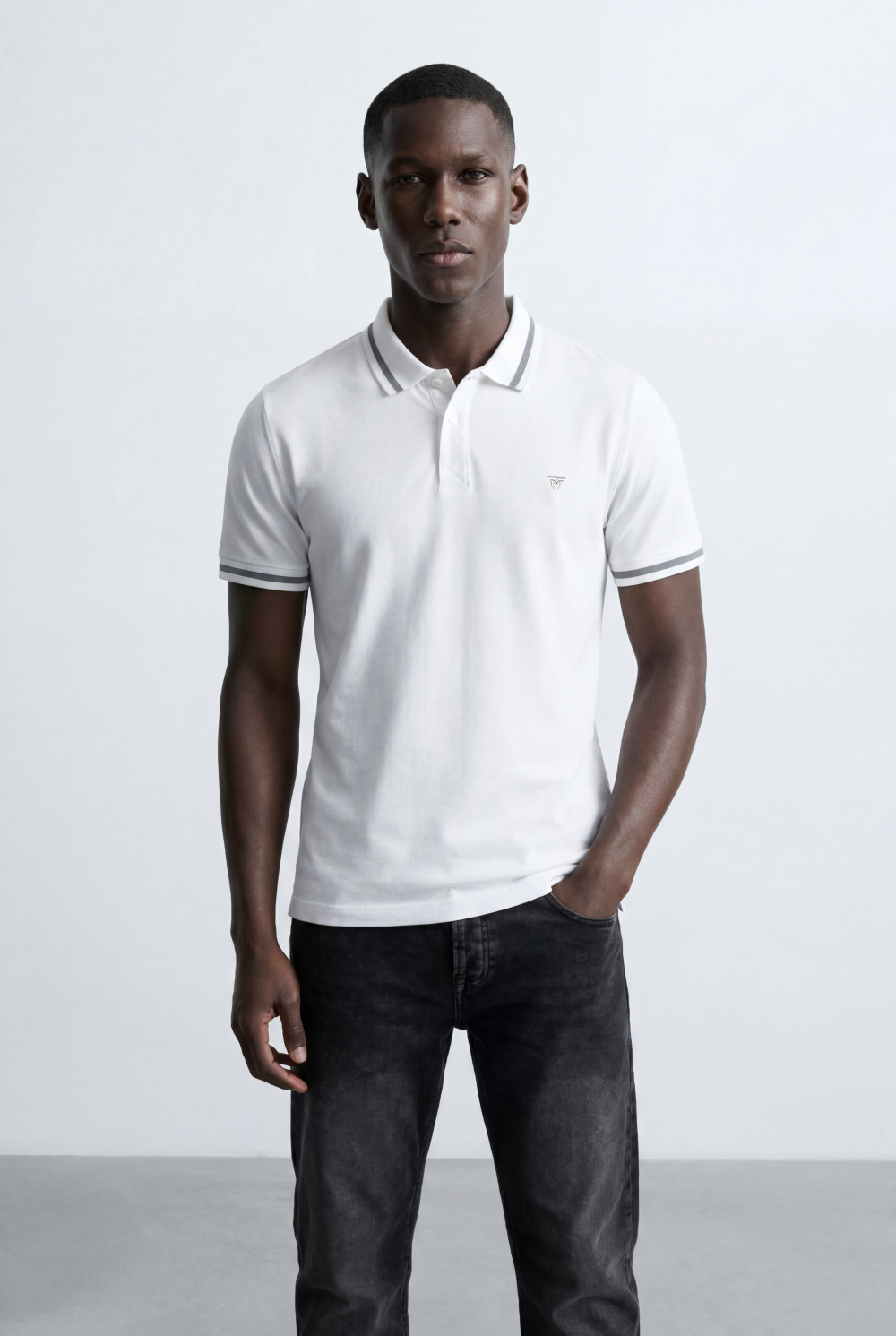 Men’s Tomato Store Tipped Polo Slim Fit T-Shirt Contrast Stripe Collar And Cuff Detail