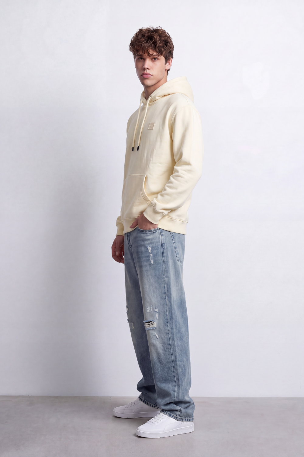 Men's Tomato Store Long Sleeve Drawstring Hood Kangaroo Pocket Slim Fit Sweatshirt