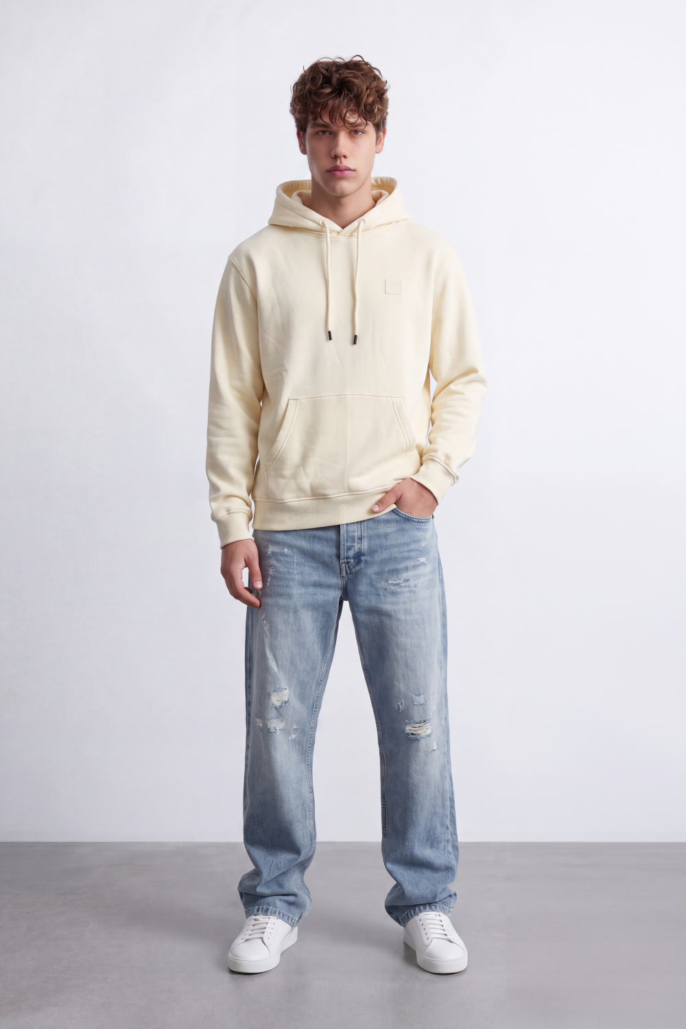 Men's Tomato Store Long Sleeve Drawstring Hood Kangaroo Pocket Slim Fit Sweatshirt