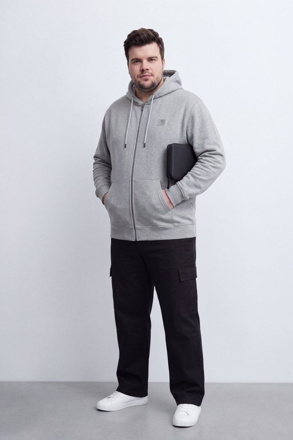 Men's Tomato Store Zip Hoodie Long Sleeve  Front Pockets Subtle Chest Logo Big Size Melton
