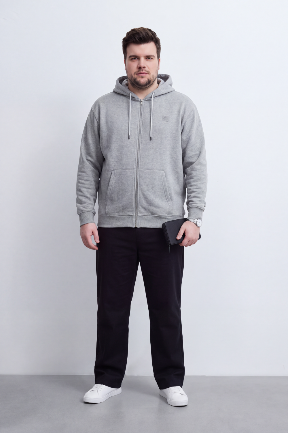 Men's Tomato Store Zip Hoodie Long Sleeve  Front Pockets Subtle Chest Logo Big Size Melton