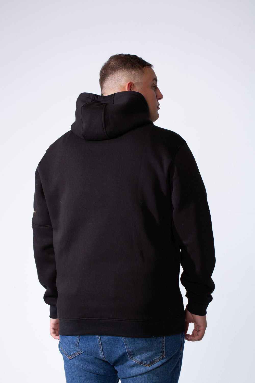 Men's Kangaroo Pockets With Graphic Text On Chest Long Sleeve Vertical Big Size Hood Sweatshirt