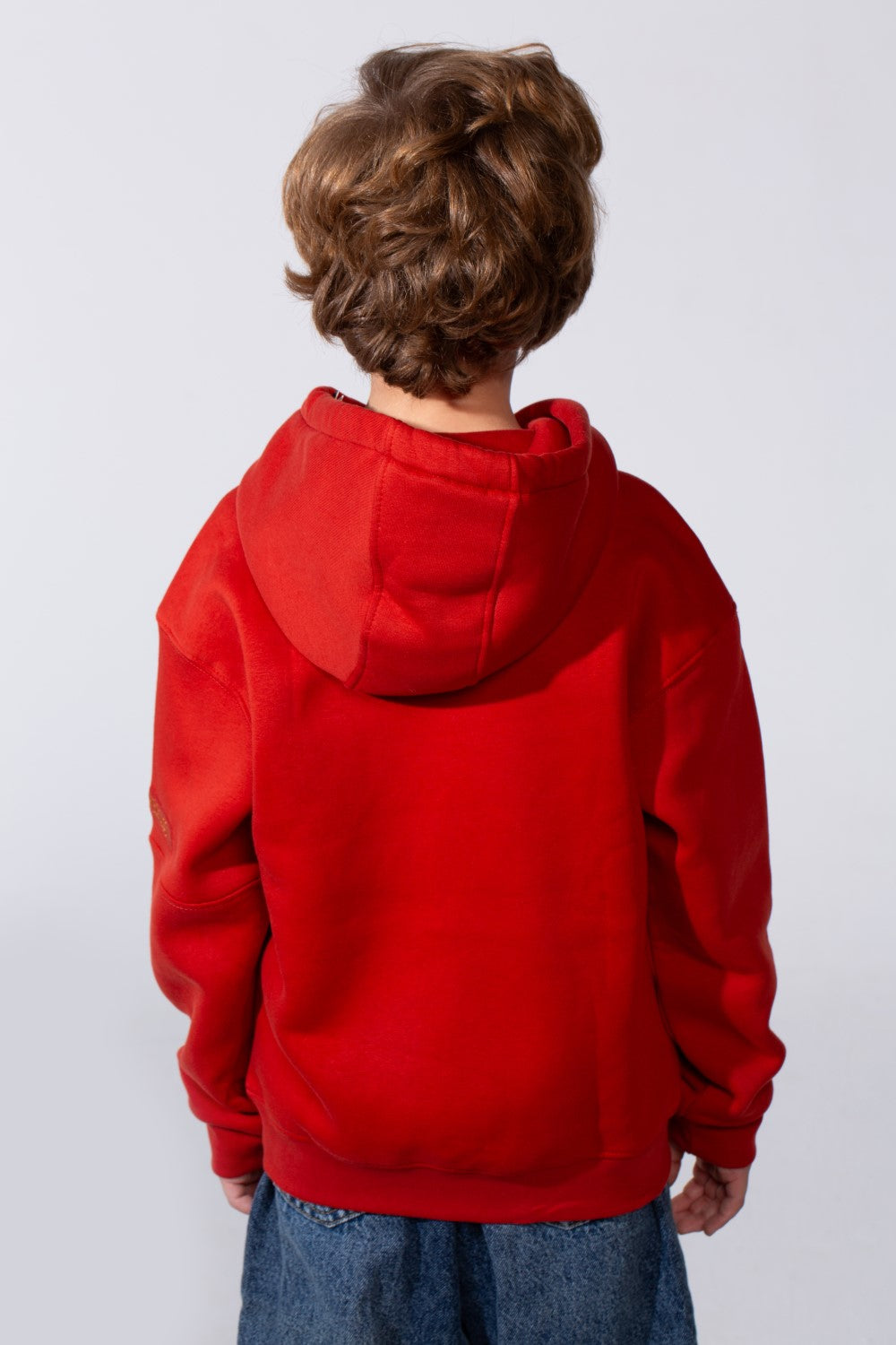 Boy's Slim Fit Front Kangaroo Pockets Chest Print With Comfy Daily Wear Melton Fabric Hooded Sweatshirt