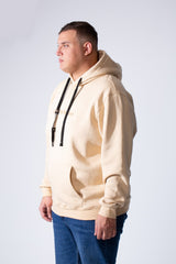 Men's Long Sleeves Textured Front Kangaroo Pocket Comfy Big Size Hooded Melton Sweatshirt