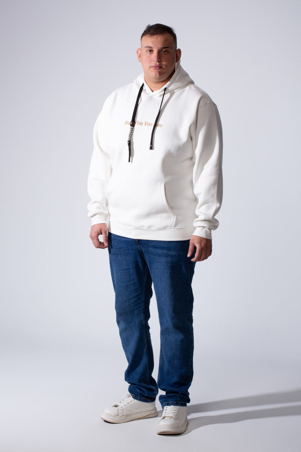 Men's Long Sleeves Textured Front Kangaroo Pocket Comfy Big Size Hooded Melton Sweatshirt