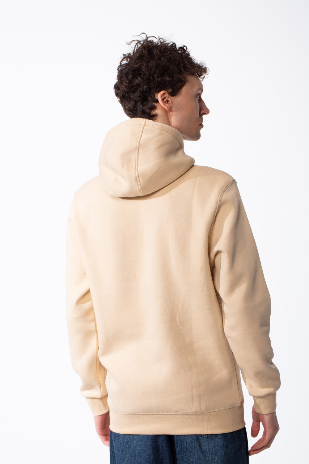 Men's Cross Over Hood Extra Wide Flat Drawstrings Set-In Sleeves Classic Kangaroo Pocket Ribbed Cuffs And Hem Sweatshirt