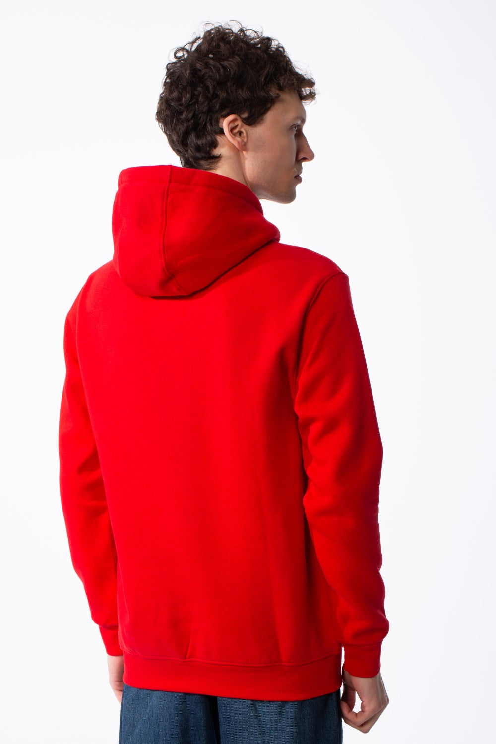 Men's Cross Over Hood Extra Wide Flat Drawstrings Set-In Sleeves Classic Kangaroo Pocket Ribbed Cuffs And Hem Sweatshirt